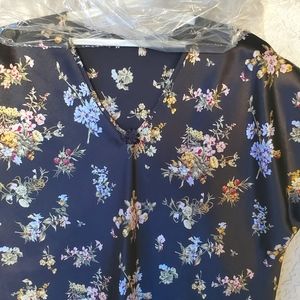 Petra Fashions Black lingerie/lounge wear lace multi color print flowers New